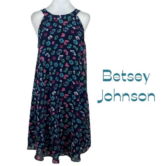 Betsey Johnson Navy Floral Dress Size 10 - Picture 2 of 12